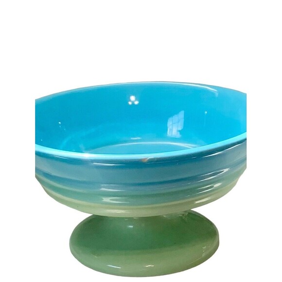 Trisa Stoneware Blue Green Set Of 2 Footed Ice Cream Dessert Bowls - Picture 6 of 6